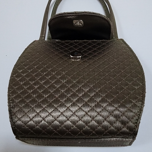 VINTAGE 1990s LIZ CLAIBORNE TAUPE HAND CARRY EVENING BAG NWOT MINT CONDITION - Picture 9 of 11